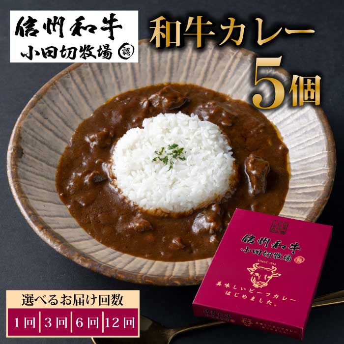 【ふるさと納税】信州和牛カレー5個セット（1回、3回、6回、12回）【小田切牧場】|長野県 東御市 信州 牛肉 信州プレミアム牛 和牛 カレー レトルト 5個 定期便