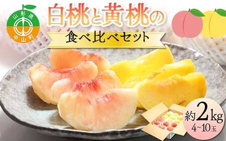 どちらも食べたい！白桃と黄桃の食べ比べセット 約2kg（4～10玉） 桃 もも フルーツ 果物 くだもの 山形県 中山町 F4A-0429