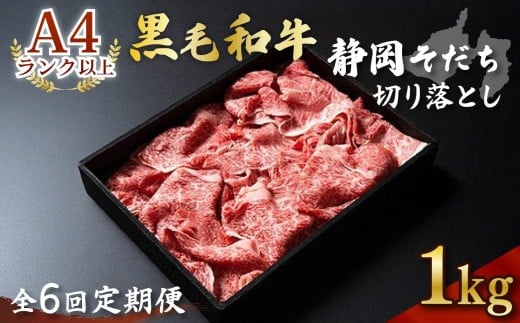【定期便】全 6回 6ヶ月 牛肉 1kg 切り落とし すき焼き用 厳選 肉 国産 和牛 静岡そだち お肉 すき焼き 焼き肉 しゃぶしゃぶ BBQ  静岡県 藤枝市