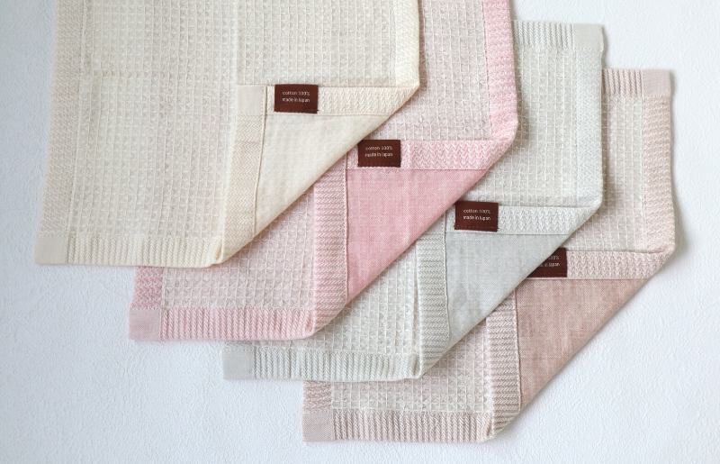 【オーガニック100％】泉州南部織 ソフトワッフルハンカチ 4枚組 005A484_イメージ4