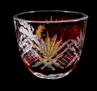 箔舞切子グラス40 レッド［NF238］
