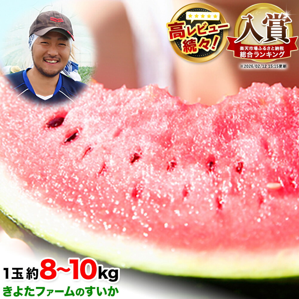 【ふるさと納税】【先行予約】『きよたファーム』のすいか 1玉約8〜10kg 熊本県玉名郡玉東町『きよたファーム』すいか フルーツ 果物 熊本県産《2026年5月下旬-6月下旬頃出荷》