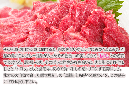 馬刺し 上赤身 ブロック 国産 熊本肥育 冷凍 生食用 たれ付き 100g×15セット(10ml×15)《7月中旬-9月末頃出荷》肉 期間限定 絶品 牛肉よりヘルシー 馬肉 予約 平成27年28年 農