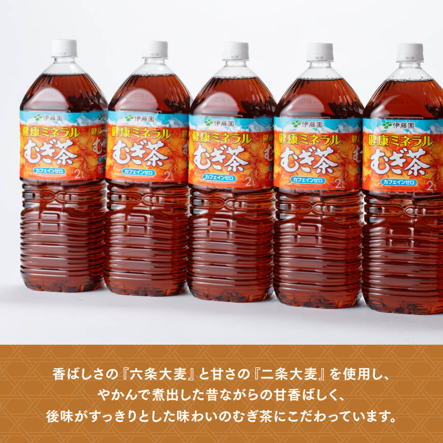 伊藤園 健康ミネラル むぎ茶 2L×6本×2ケース PET【お茶 麦茶 ムギ茶 飲料 水分補給　ソフトドリンク ペットボトル カフェインゼロ カロリーゼロ】