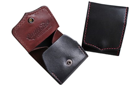 レザーコインケース（赤×黒、黒×茶）(80×100×12mm)　 黒×茶