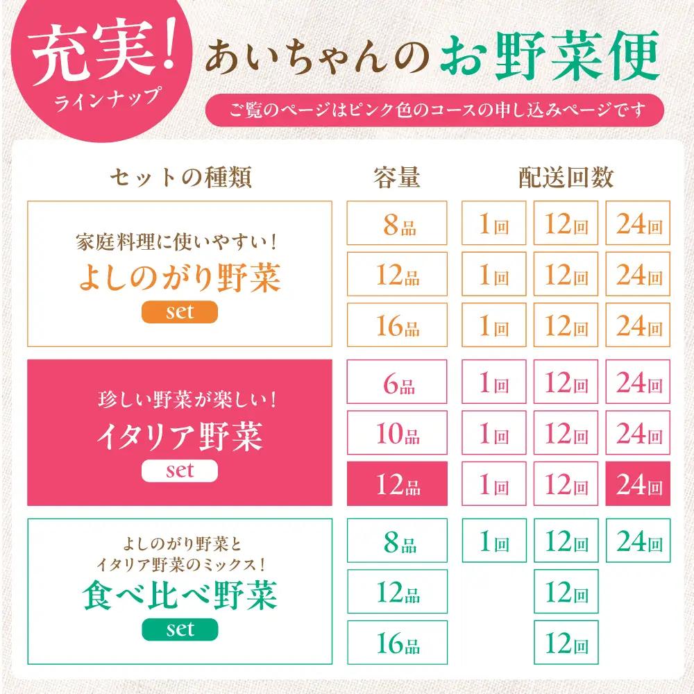 【12品×24回定期便】あいちゃん農園の「イタリア野菜」セット（ラージ） 野菜 やさい[FAA023]