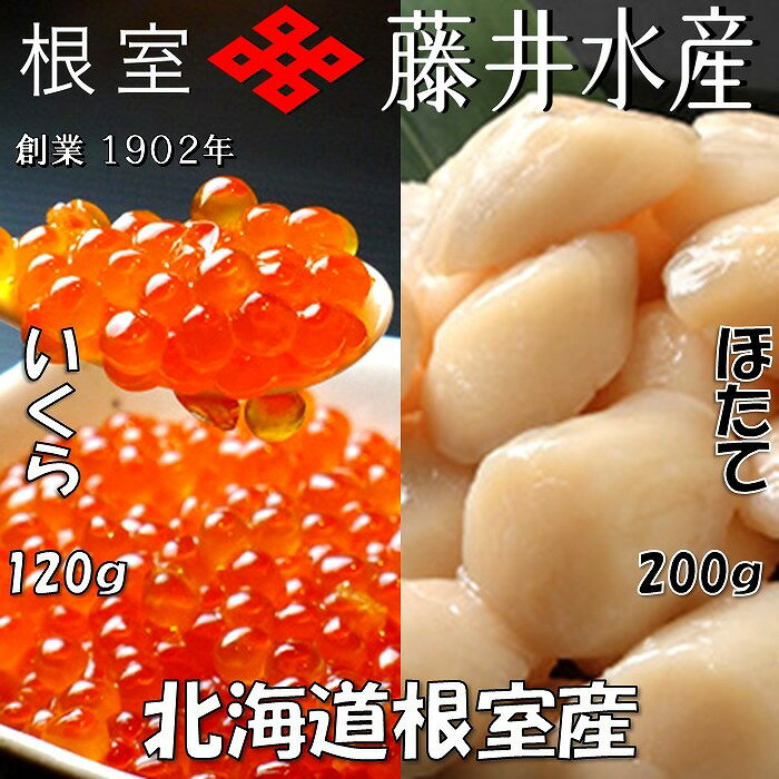 [北海道根室産]いくら醤油漬120g・お刺身帆立貝柱300g