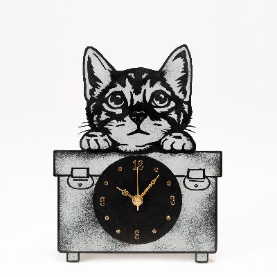 ふるさと納税 大月市 beautiful watch　ねこA(置き時計)