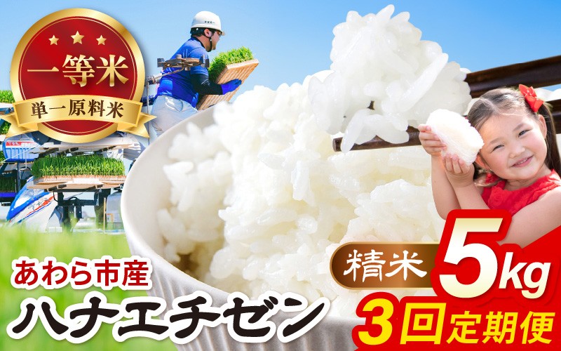 
                  【先行予約】【令和8年産 一等米】定期便 ≪3ヶ月連続お届け≫ ハナエチゼン 精米 5kg（計15kg）（農事組合法人イーノなかのはま100） / 単一原料米 北陸 福井県産 あわら市 ブランド米 白米 お米 コメ ※2026年10月より順次発送予定  [aw139-b001]
                