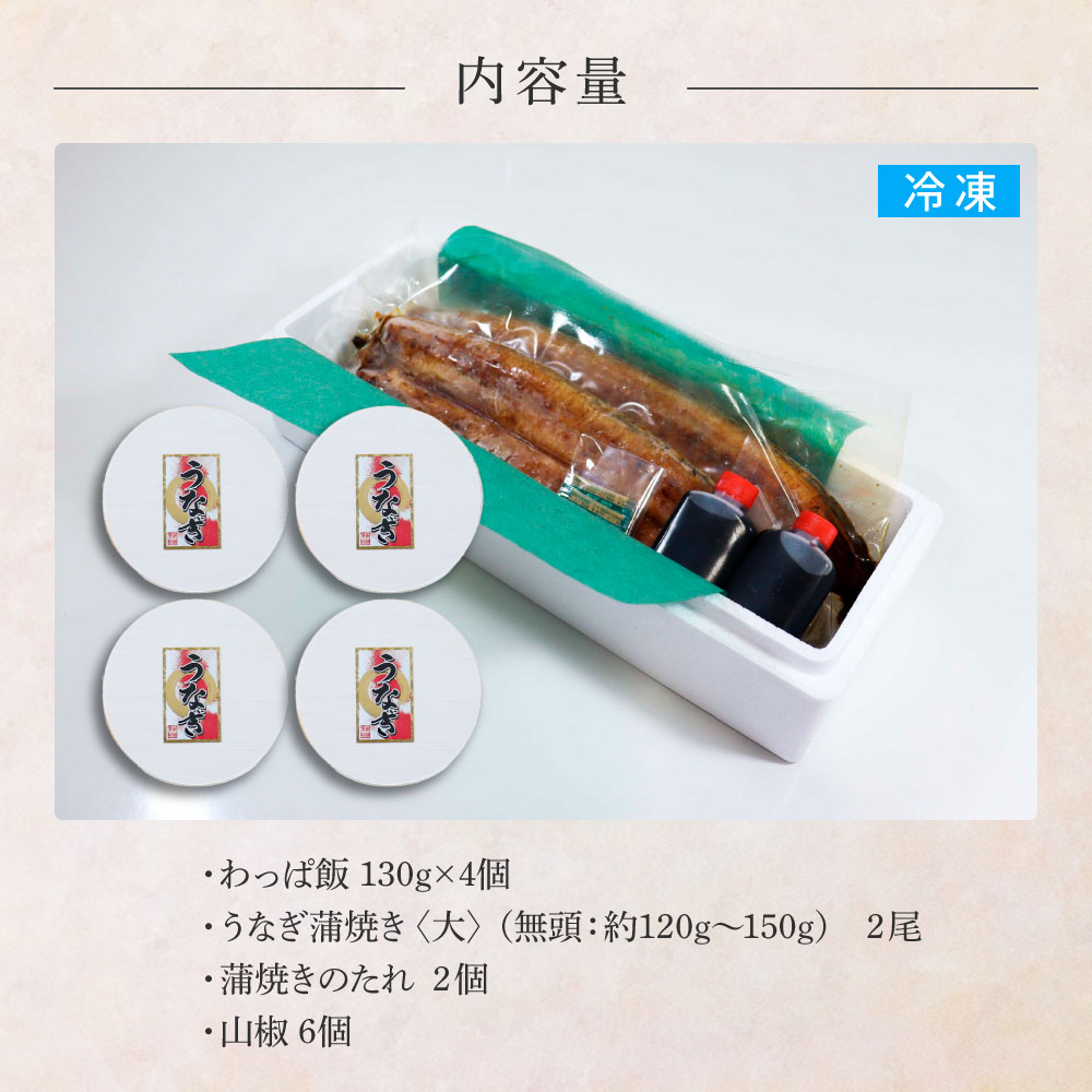 【ふるさと納税】★四国一小さなまち★田野町産うなぎのわっぱ飯4個+うなぎの蒲焼き(大)2尾 鰻 ウナギ お弁当 ご飯 ごはん めし わっぱめし かば焼き 無頭 タレ付き 山椒付き ふっくら 美味しい 