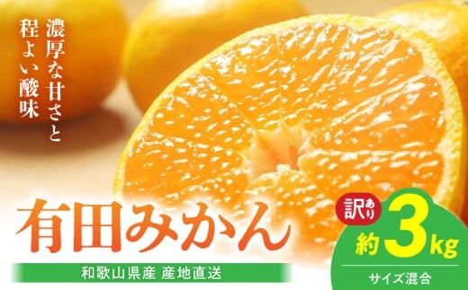 BL6171_【産地直送】和歌山県産 有田みかん 3kg サイズ混合 【訳あり】