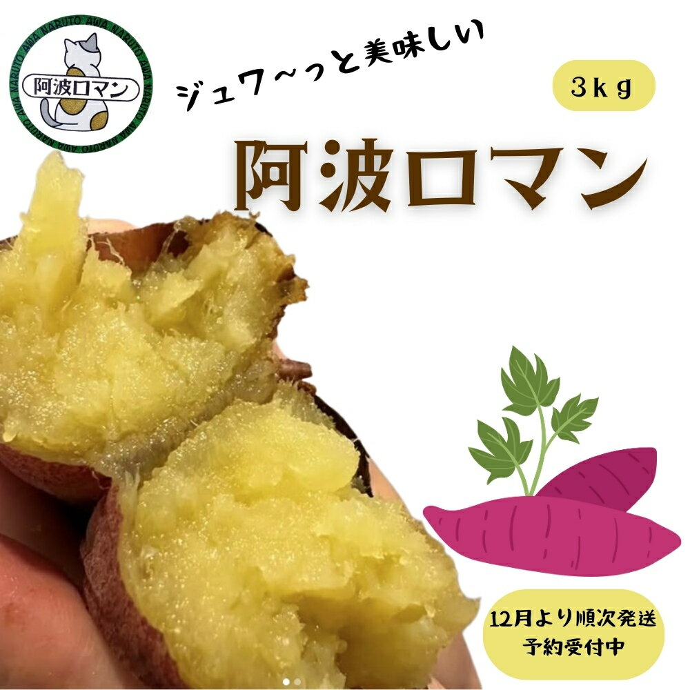 【ふるさと納税】【予約受付中・2025年12月初旬頃より順次発送】 鳴門産 さつまいも 阿波ロマン 3kg | なると金時 甘い スイーツ 焼き芋 干し芋