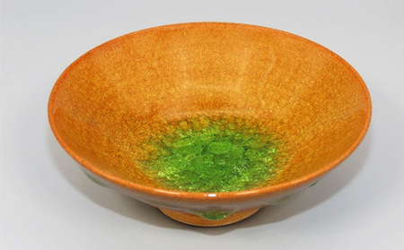 虫明焼 灰釉彩貫入盃 黄緑（黒井博史 作） 工芸品 酒器 