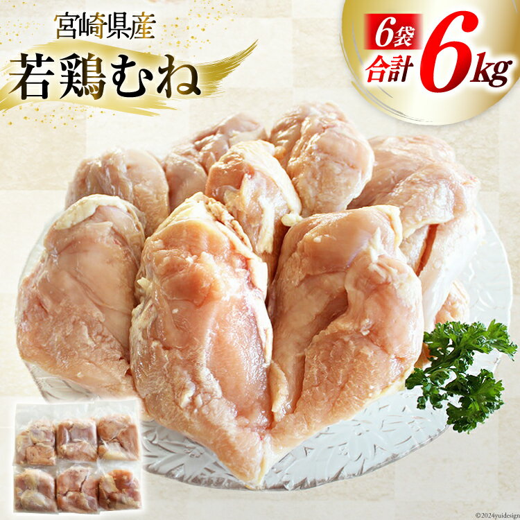 【お届け月が選べる】 鶏 むね 肉 小分け 冷凍 予約 1kg×6袋 合計6kg 若鶏 ムネ 鶏肉 宮崎県産 国産 送料無料