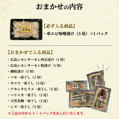 ふるさと納税 三原市 瀬戸内海の豪華な恵み!一夜干し・漬け魚おまかせセット(4〜5パック)[056-001] |  | 02