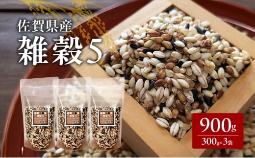 米 【雑穀5】 300g×3袋 900g 五穀米 佐賀県産 五つ星お米マイスター監修 食物繊維 キラリモチ ダイシモチ 雑穀ご飯 もち麦 黒米ご飯 黒米 玄米 お米 コメ こめ ※配送不可:離島