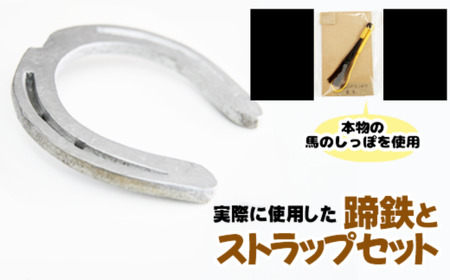 蹄鉄 （ 鉄製 シルバー ）& 馬のしっぽの毛 ストラップ （ 栗毛 ） 【馬っこパーク・いわて】