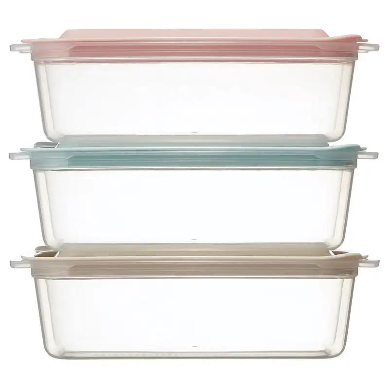 保存容器[700ml]3個セット●アソート● キッチン 保存 食材保存 お弁当箱 ランチボックス 容器 フードコンテナ 電子レンジ対応 保存容器 シンプル かわいい 3色〈スケーター株式会社〉   4