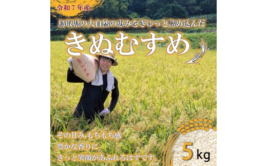 ＜令和7年産＞原田農園の「きぬむすめ」(精米・5kg) 【鳥取県 境港市】
