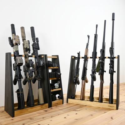 ふるさと納税 横手市 WOOD WORKS ガンラック ライフルスタンド 5丁掛【本体:ライトブラウン×ブラックウッド】 |  | 02
