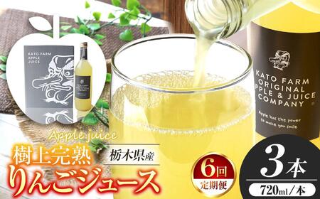 [ふるなび限定企画]【定期便6回】栃木県矢板市産 樹上完熟100％りんごジュース 720ml×3本入  | 林檎 リンゴ 果汁100% 産地直送 (毎月お届け）