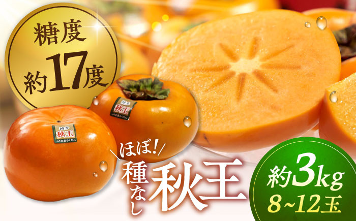 
            【2025年10月中旬より発送】福岡産ブランド 柿 秋王 約3kg（8-12玉） ▼ 柿 フルーツ 果物 福岡 種なし 桂川町/南国フルーツ株式会社[ADBW021]
          