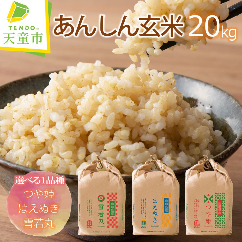 【ふるさと納税】 あんしん玄米 20kg 選べる 1品種 つや姫 はえぬき 雪若丸 20kg / 20kg×1袋 令和7年産 新米 米 コメ こめ おこめ 玄米 ブランド米 玄米生活 健康志向 ごはん おにぎり 20キロ 袋 お取り寄せ 送料無料 大容量 産地直送 【 山形県 天童市 】