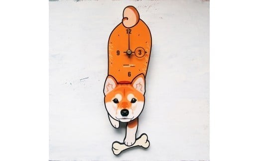 D-002W3 柴犬-犬の振り子時計毛糸玉03.RED C-CD-002A