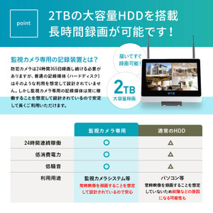 Par12インチ液晶一体型録画装置1TB＆監視・防犯カメラ1台セット 300万画素 屋外【1490408】