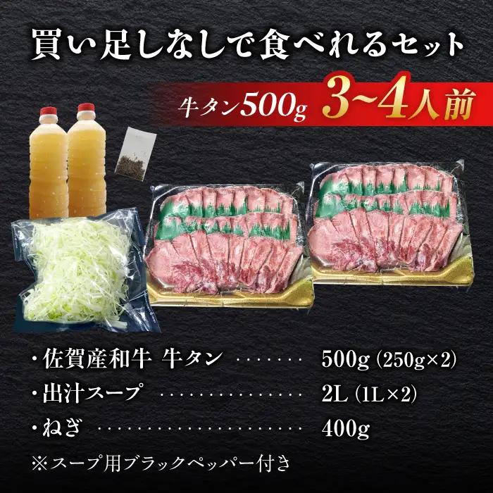 佐賀産和牛 牛タンしゃぶしゃぶセット 500g 牛たん たん[FCJ058]
