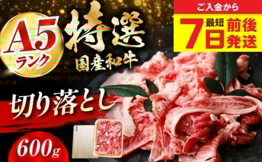 【お中元対象】【スピード発送】国産和牛切落し 600ｇ 肉 お肉 国産 和牛 切り落とし 冷凍 ギフト ストック A5ランク 大阪府高槻市/株式会社ミートモリタ屋[AOAI010]