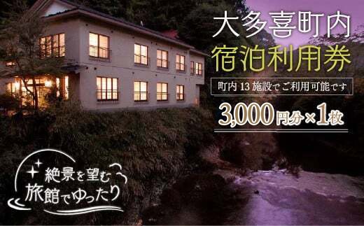 W01023 大多喜町内宿泊利用券3000円 1枚