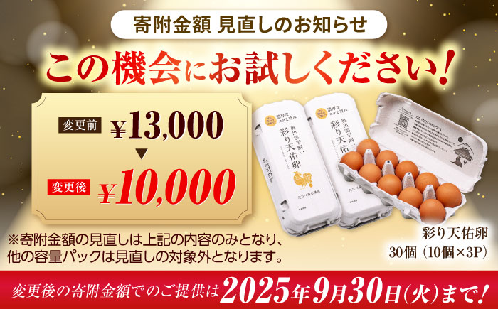 【平飼い卵】たたらの里平飼い 彩り天佑卵 30個入り（10個×3P）たまご 卵 放牧卵 島根県雲南市/株式会社たなべたたらの里（たなべ森の鶏舎） [AIDL001] お試し価格 1万円 9月末まで