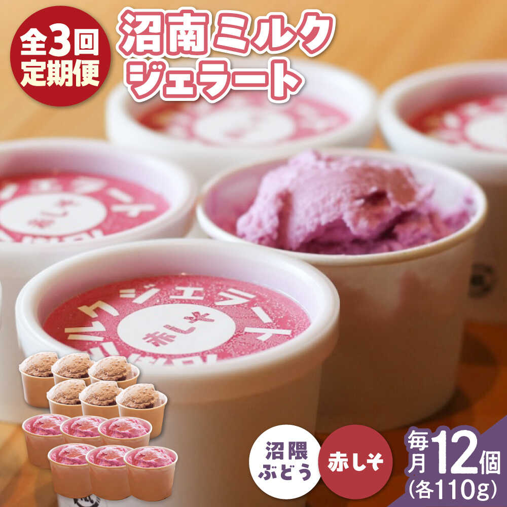 【ふるさと納税】【全3回定期便】沼南ミルクジェラート 沼隈ぶどう＆赤しそ 各6個 食べ比べセット アイス ぶどう 赤しそ アイスクリーム デザート スイーツ ご当地 おすすめ 人気 ひんやり お取り寄せ 詰め合わせ ギフト 贈り物 定期便 広島県福山市/甚ごろう[BAEC050]