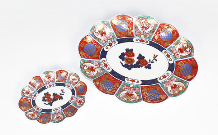 【波佐見焼】林九郎窯 金彩間取菊紋 楕円皿 小皿 4点セット【石丸陶芸】 [LB81]