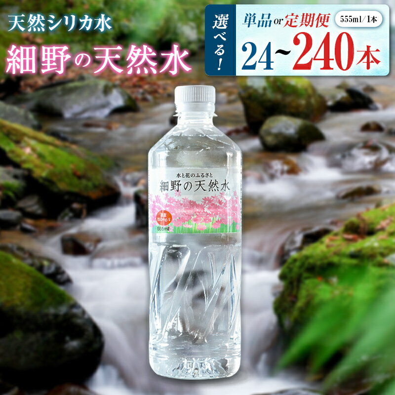 【ふるさと納税】＜選べる発送＞ 天然シリカ水 細野の天然水 555ml 24本 48本 定期 中硬水 ミネラルウォーター シリカ ケイ素 霧島連山の贈り物 常温保存 備蓄 防災 宮崎県