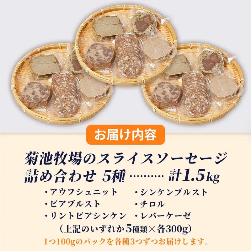 ソーセージ 無添加 スライス 1.5kg 詰め合わせ 岩手町 菊池牧場 牛肉 豚肉