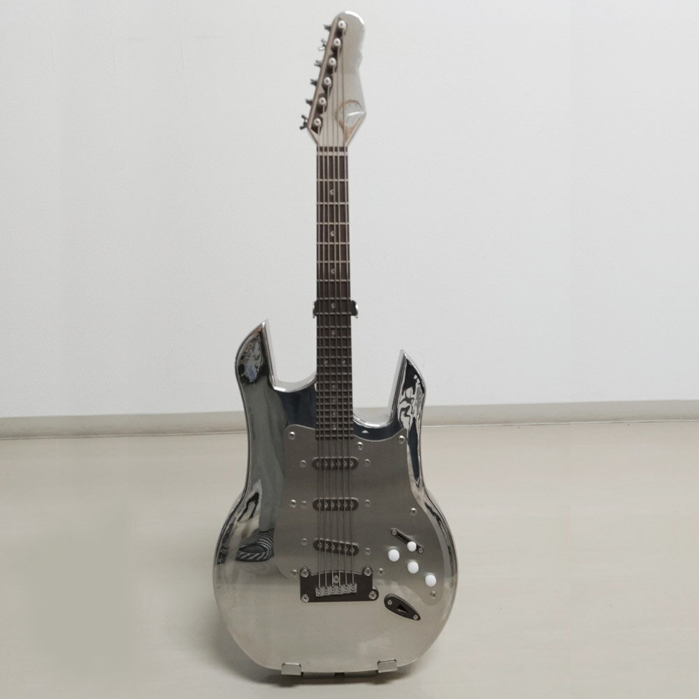 【ふるさと納税】ステンレス製 エレキギター オブジェ スタンド付き リアルオブジェ 楽器 銅 金属 置き物 装飾 小物 雑貨 インテリア 福岡県産 国産 日本製 福岡県 筑後市 送料無料 【2026年2月より順次発送予定】