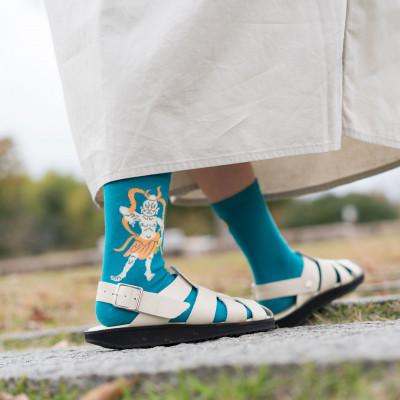 ふるさと納税 大和高田市 仏下-ぶつした-金剛力士あうんソックスMサイズ・ターコイズ