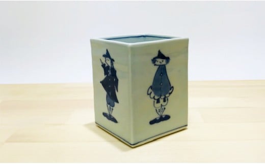 青花 かわいい異人たちのペン立て 小島芳栄堂 A22-52