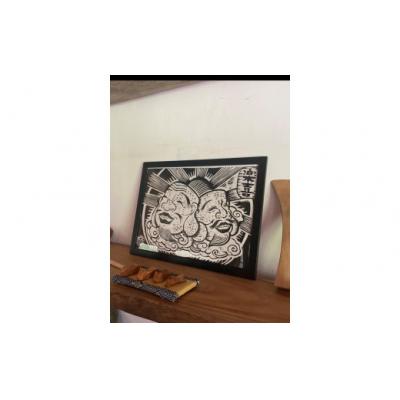 ふるさと納税 太良町 楽喜(ラッキー)版画 額入り　NA13