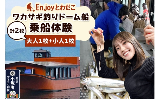 Enjoyとわだこ ワカサギ釣りドーム船 乗船体験 親子ペア（大人1枚+小人1枚）湖の上で過ごす特別な時間 ＜レターパックプラス＞ [十和田湖 冬季限定 レジャー 旅行 アウトドア 釣り ワカサギ釣り 乗船 ドーム 船]