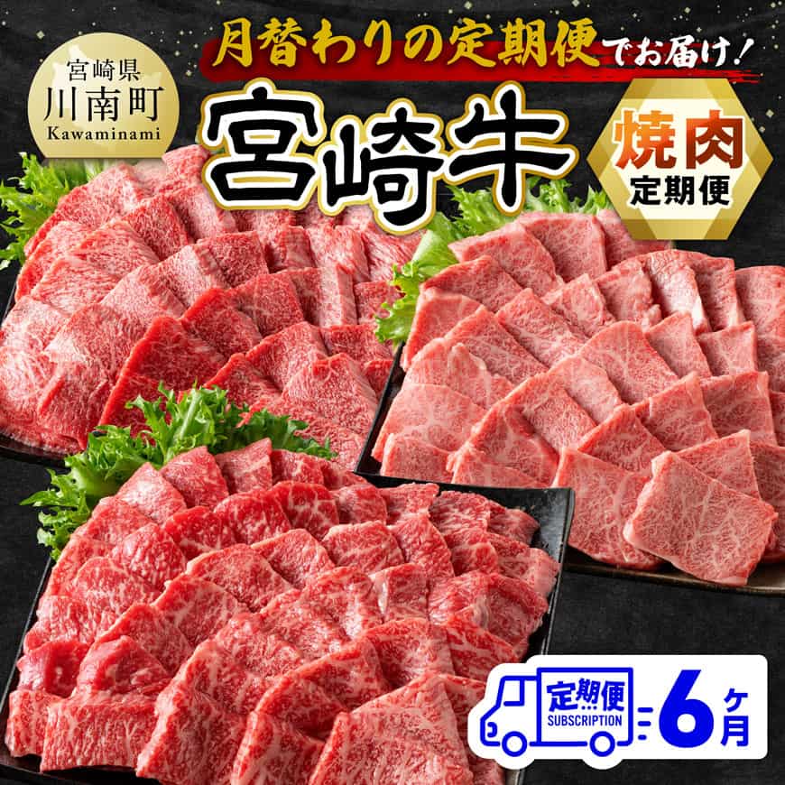 【6ヶ月定期便】 宮崎牛 焼肉 定期便　肉 牛肉 黒毛和牛[E11132t6]