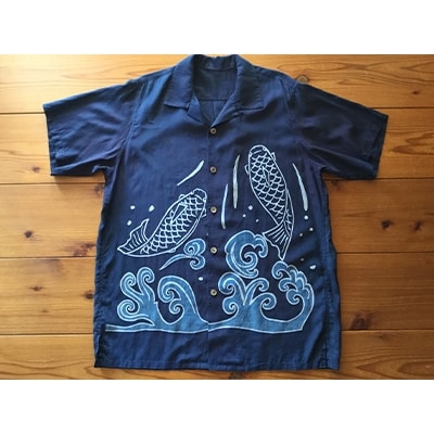 【ふるさと納税】藍染めのアロハシャツ(鯉の滝のぼり)【1128220】