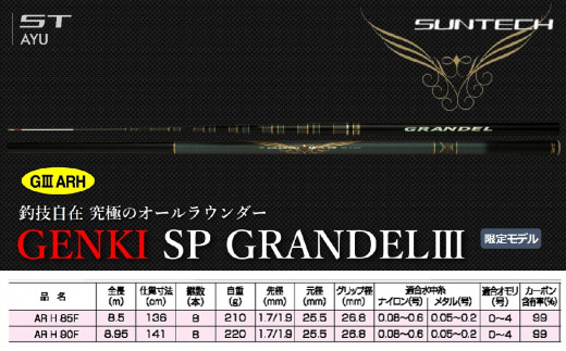 【日本製・鮎竿 限定モデル】GENKI SP GRANDELⅢ  ARH 85F（679-3）