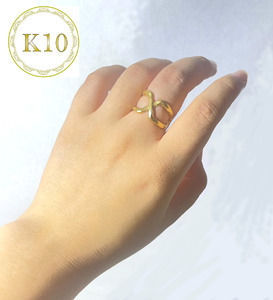 ｅｊブランド『era』-時代- おしゃれなアンティーク調　Bullionフリーサイズリング K10YG ALPDL027