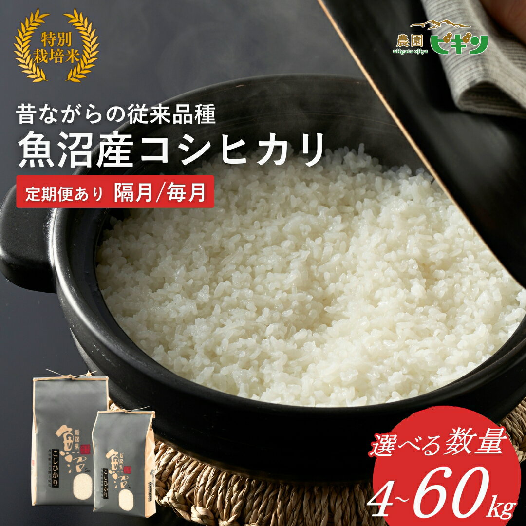 【ふるさと納税】令和7年産 先行予約 昔ながらの魚沼産コシヒカリ 内容と回数が選べる定期便 4kg～60kg 定期便3回 6回 10回 12回 精米 魚沼産コシヒカリ 4kg 5kg 6kg 8kg 10kg 20kg 30kg 40kg 60kg 農園ビギン【0002-BN00DB00-01】