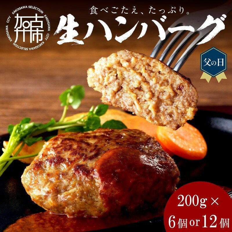 【ふるさと納税】＼父の日／【食べ応えたっぷり！】 自家製生ハンバーグ200g 6個 12個 《 惣菜 ハンバーグ 肉 小分け 簡単調理 冷凍 焼くだけ 加古川市 グルメ 自家製 牛ミンチ おすすめ プレゼント お取り寄せ 選べる 》