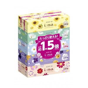 【津山工場限定】エリエール i:na(イーナ)ティシュー 220組5箱×4パック(20箱)【配送不可地域：離島・北海道・沖縄県】【1615610】