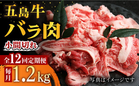 【12回定期便】五島牛 バラ小間切れ 1.2kg 五島市/ ごとう農業協同組合[PAF069]